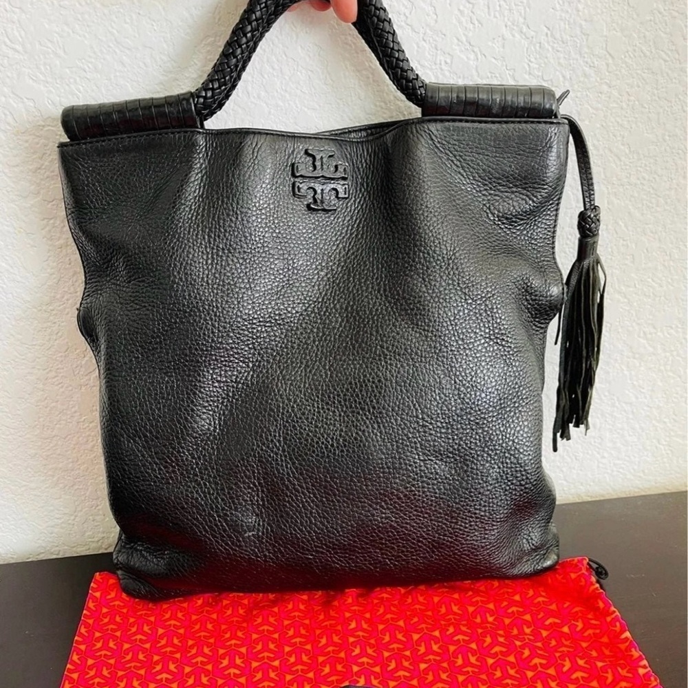 Tory Burch Black Leather Tote Bag